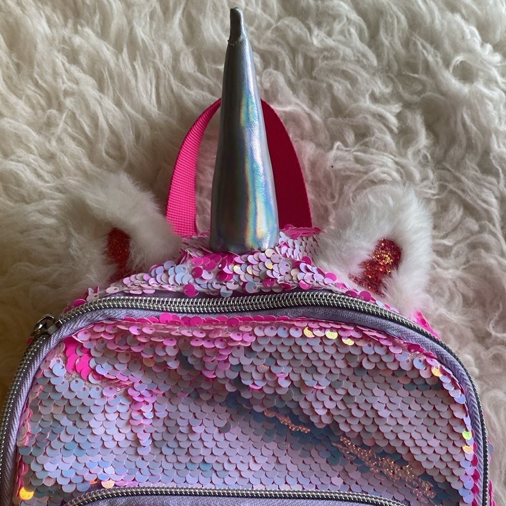 Pink sequin unicorn backpack - Picture 2 of 4